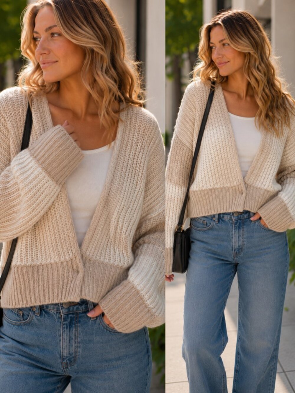 Isabel Two-Tone Checkered Sweater Cardigan | Women's Fall and Winter Style
